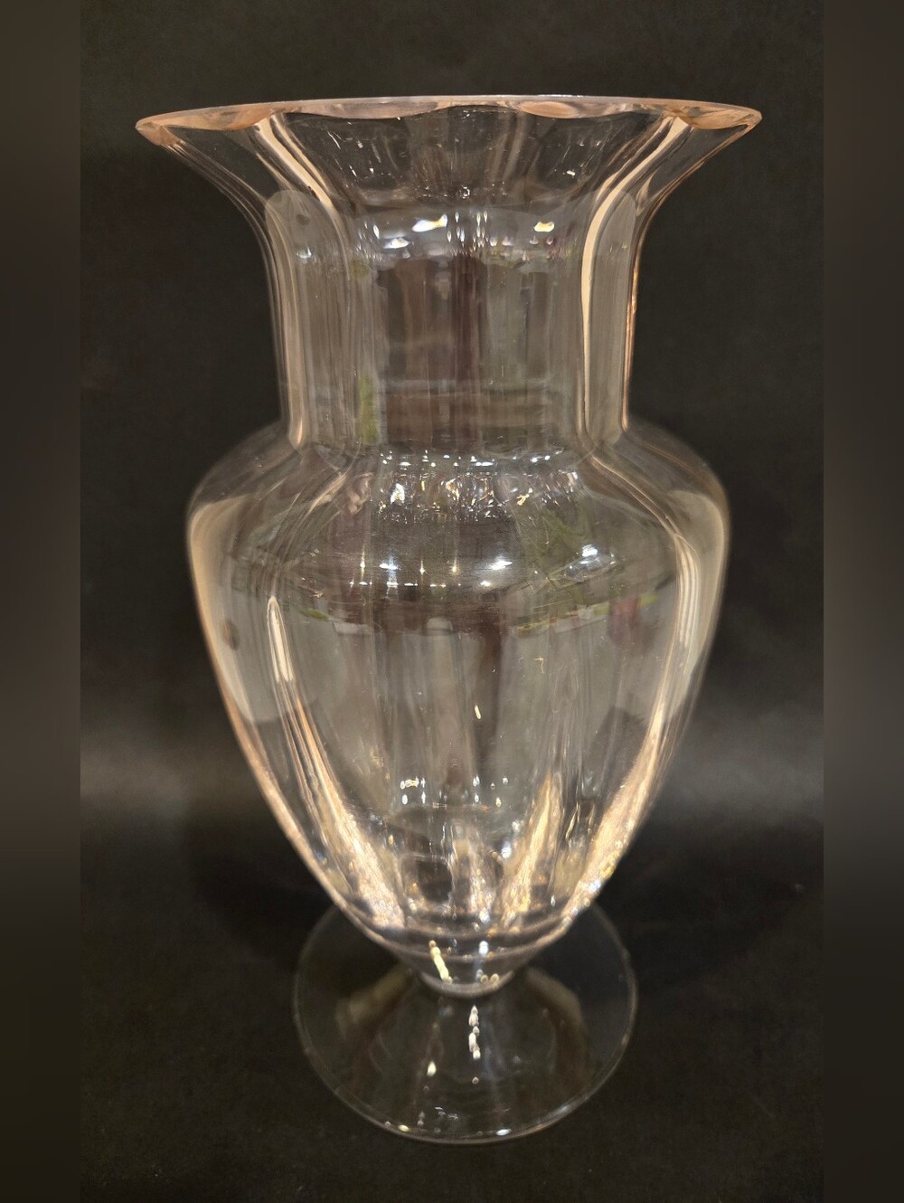 Antique Tiffin Clear Glass Vase- Home Accents